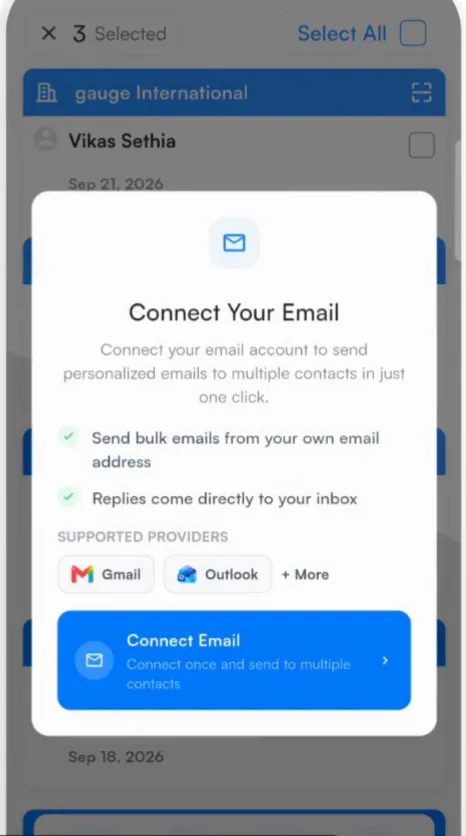 Connect your email the first time.
