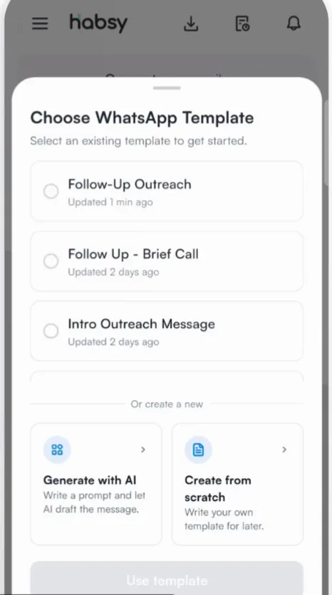 Choose a WhatsApp template.