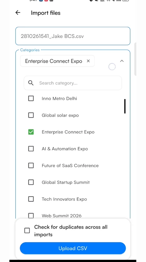 Pick a category for the contacts.