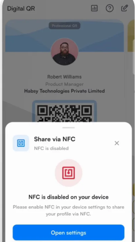Turn on NFC from the prompt.