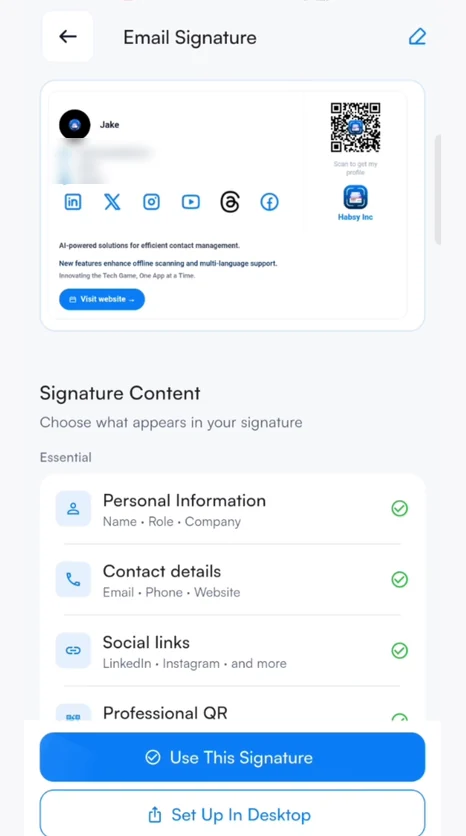 Choose what goes in your signature.