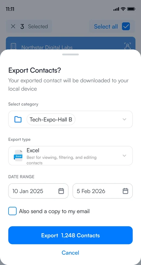 Choose categories, file type and dates.