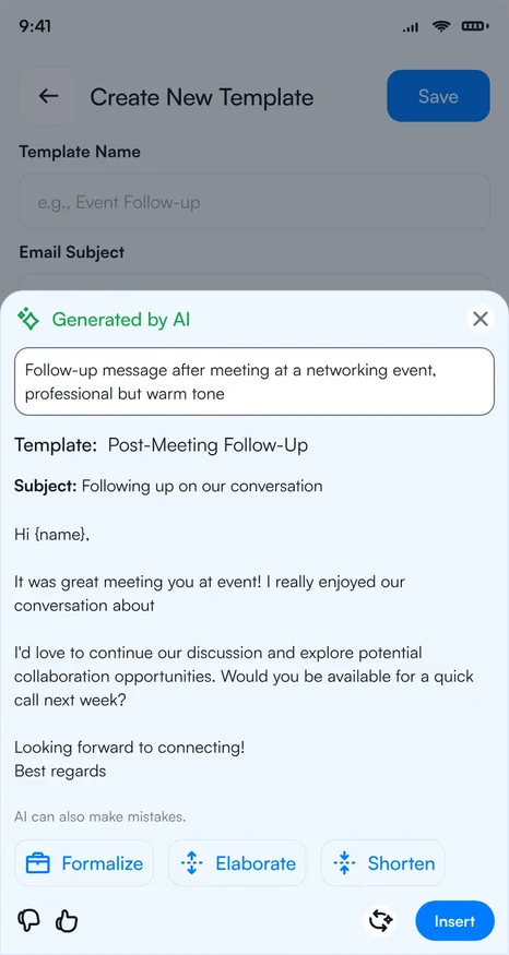 An AI draft with Formalize, Elaborate and Shorten.