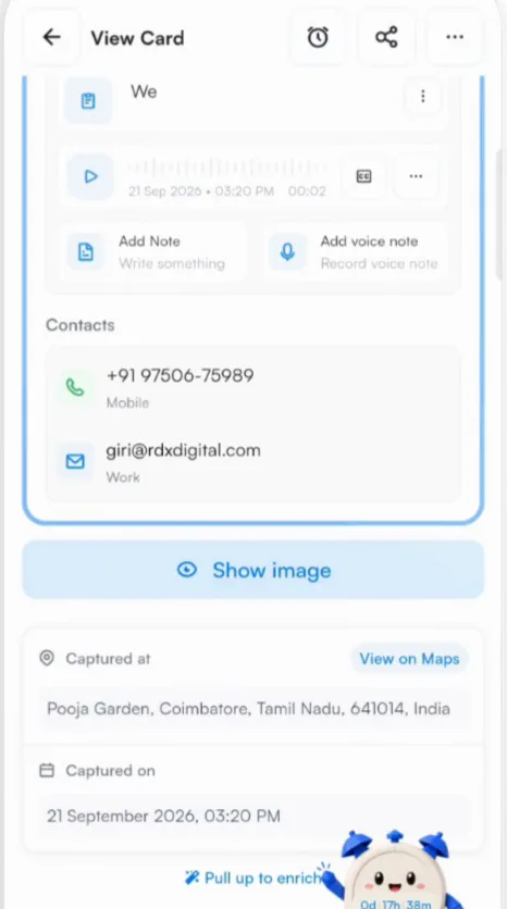 Card image and where you met
